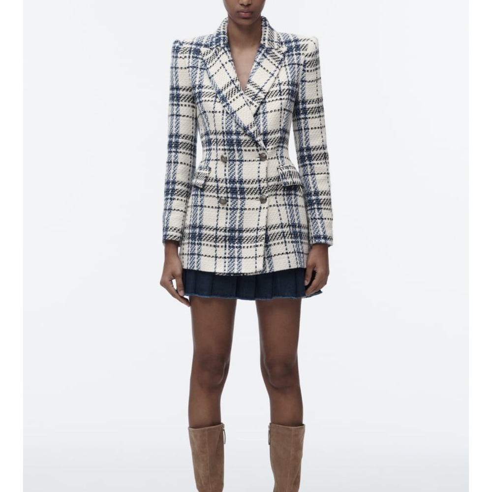 ZARA double breasted textured weave jacket